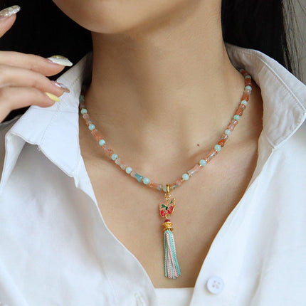 New Chinese Colorful Butterfly Necklace Women Simple Elegant Jewelry Design