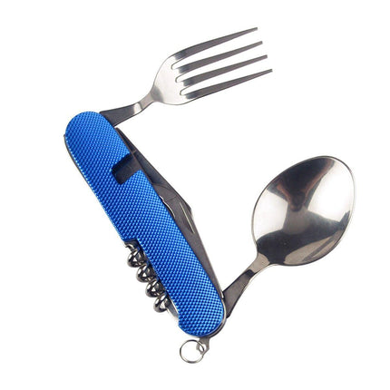 2X 6 in 1 Pocket Hiking Set Tool Fork Spoon Utensil Folding Camping Knife Travel