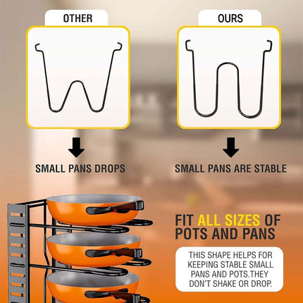 Adjustable Multi Layer Pot Lid Rack Vertical Storage Organizer Countertop Holder