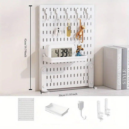 Clip-On Vertical Hole Board Desktop Organizer Punch-Free Office Partition Shelf