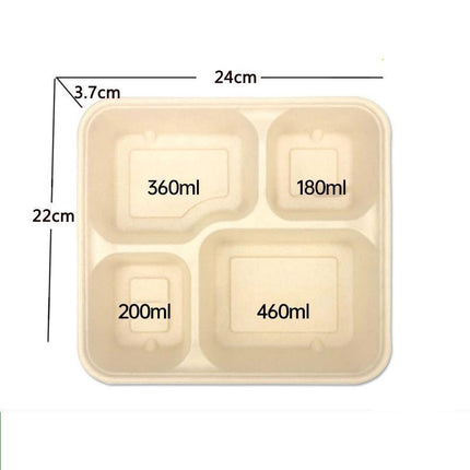 25/50pcs Biodegradable Lunch Box Microwaveable Tray with Compartment Paper Lid