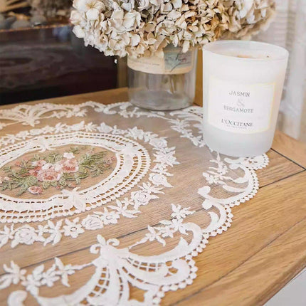 4 Pack Retro Lace Oval Placemats 31x42cm French Crochet Doilies 4 Colors Set