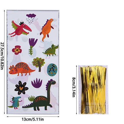 150pcs Dinosaur Candy Bags Flat Gift Pouches for Party Favors and Cute Packaging