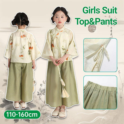 Summer New Chinese Style Suit for Girls Traditional Outfit High-Quality