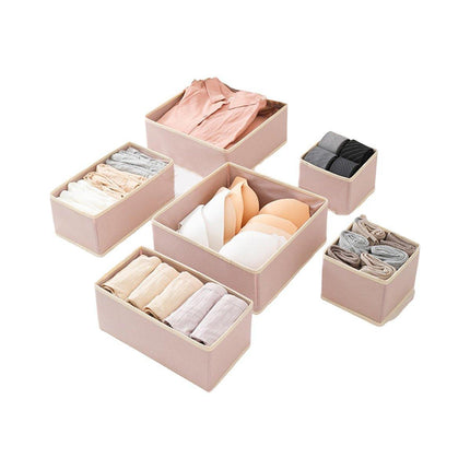 6Piece Set Foldable Non-woven Underwear Bra Socks Storage Box Drawer Organizer