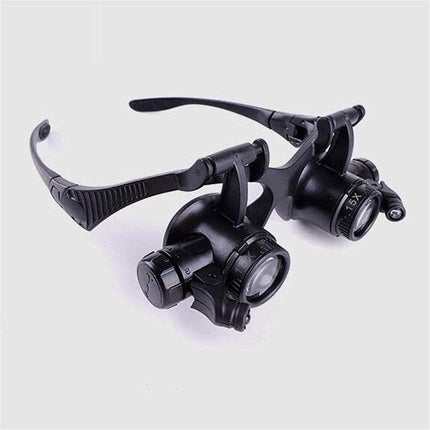 HD Plastic Magnifying Lens Double Glasses With Light For Jewelry Clock Repair