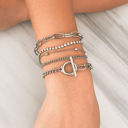 Twist Chain Bracelets Women 2pcs Set Fashion Mix and Match Jewelry Gift