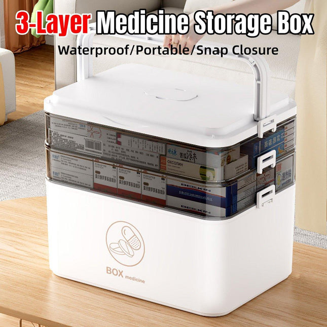 Large Portable Medicine Storage Box Multi-layer Plastic First Aid Emergency Box
