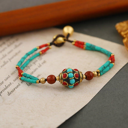 Ethnic Style Handmade Bracelet Color Stone Sky Bead Fashion Round Bead Bracelet