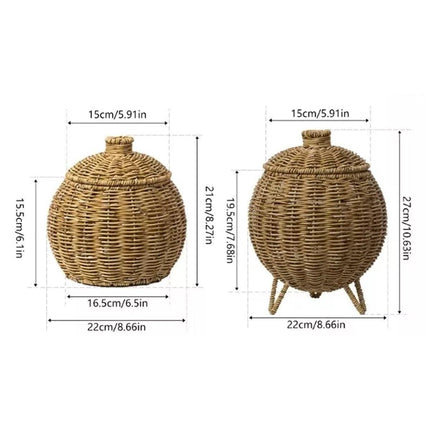 Hand Woven Storage Container with Lid Tabletop Basket Sundries Holder Organizer