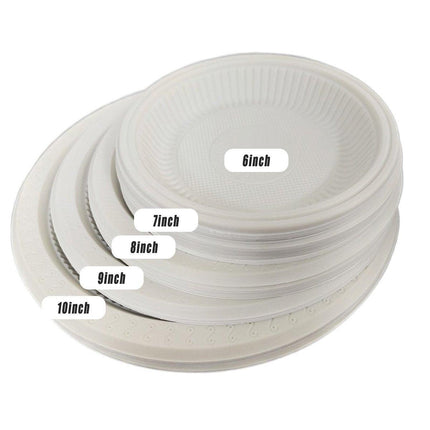 100pcs Corn Starch Degradable Dinner Plates Bone Dish Fruit Plate Simple Party