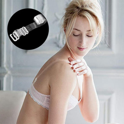 3 PAIRS/ LOT Clear Bra Straps Transparent Metal Buckle Invisible Adjustable - Aimall