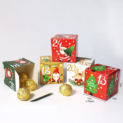 24pcs Christmas Countdown Candy Box Set Holiday Digital Gift Boxes Advent Bags