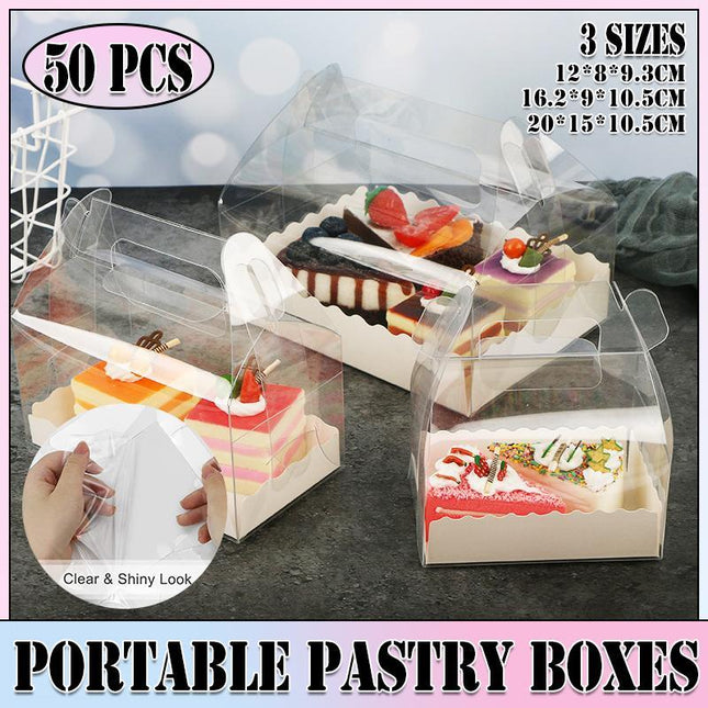 50PCS Portable Pastry Boxes Portable Cake Box Paper Cookie Boxes Sandwich Box - Aimall