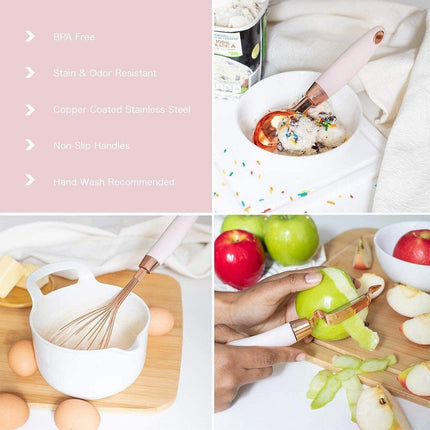 7 Piece Stainless Steel Copper Plated Kitchen Tool Set Peeler Can Opener Slicer