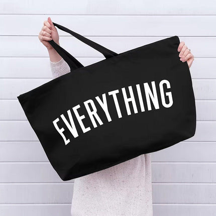 Large Canvas Black Tote Bag Reusable Shoulder Shopping Travel Bag