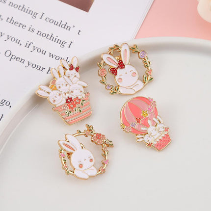 Lovely White Bunny Rabbit Ears Metal Pin