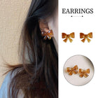 Brown Bow Earrings Artistic Jewelry for Girls Cute Trendy Fashion Accessory