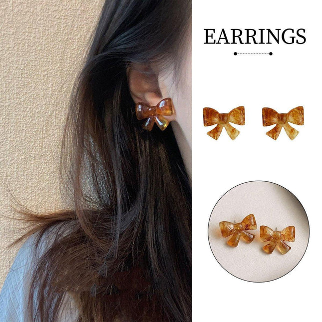 Brown Bow Earrings Artistic Jewelry for Girls Cute Trendy Fashion Accessory
