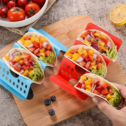7 x Plastic Taco Holder Tray Wavy Triangle Tortilla Rack Perforated Baking Stand