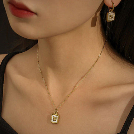 Vintage Butterfly Pendant Necklace and Earrings Set Fashion Jewelry Gift for Her