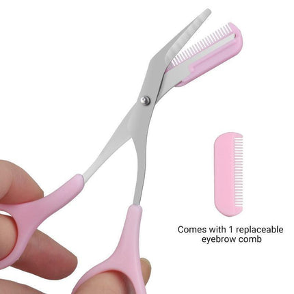 Eyebrow Trimmer Grooming Scissors Eyelash Thinning Shears Comb Brow Shaping Tool - Aimall