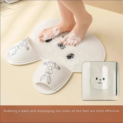 Silicone Foot Scrubber Rabbit Tub Mat Suction Cup Exfoliating Brush Cleaning Mat