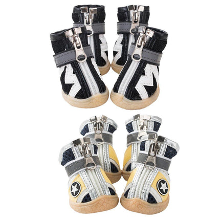 4PCS Breathable Soft Soled Dog Shoes for Small Dogs Four Seasons Pet Footwear
