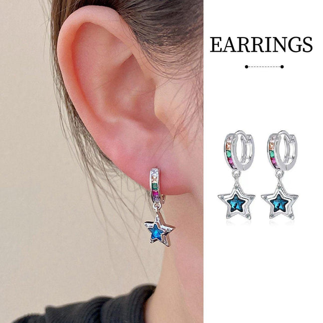 Star Hollow Circle Earrings Elegant Simple Design Fashion Jewelry for Women