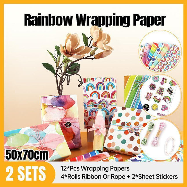 Rainbow Wrapping Paper All Occasions High Quality Coated Clear Textured Patterns