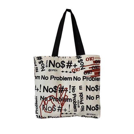 Canvas Shoulder Bag for Women Student Fashion All in One Shopping Tote Handbag