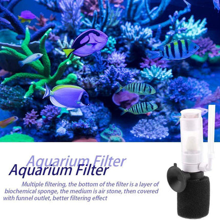 Compact Mini Aquarium Filter 3 in 1 Water Filter Aerator for Fish Tanks Quiet