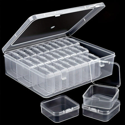 31PCS Plastic Home Storage Box Transparent Desktop Organizer Jewelry Beads Box