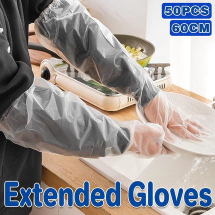 50pcs Waterproof Extended Arm Gloves Household Cleaning Gloves for Kitchen Use