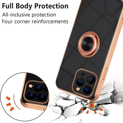 Light Cyan Luxury Shockproof Silicone Ring Case Stand Cover for iPhone 14 13 12 Pro Max - Aimall