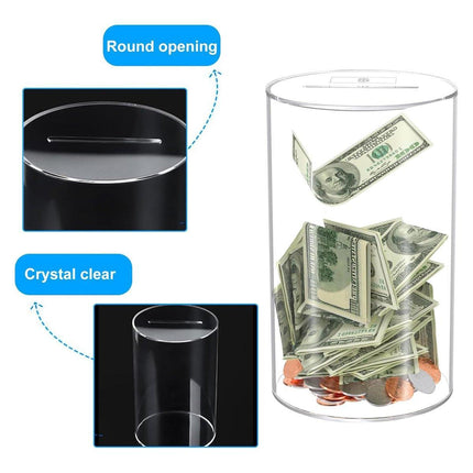 Acrylic Transparent Piggy Bank Savings Box Unbreakable Money Coin Storage Bank