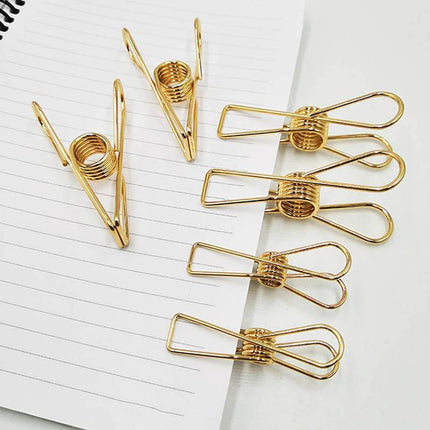 10X Spring Paperclips Metal Wire Hollow Out Clips 33mm Mini Binder Paper Clip - Aimall
