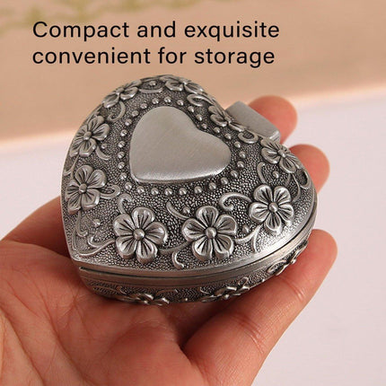 Vintage Heart Shape Jewelry Box Gift Box Metal Trinket Box Storage Organizer