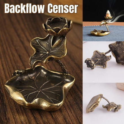 Lotus Flower Incense Holder Flowing Backflow Burner Home Office Decor Ornament