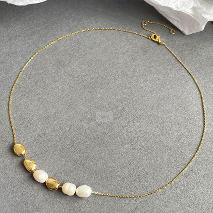 Simple Irregular Freshwater Pearl Necklace and Bracelet Set Elegant Women