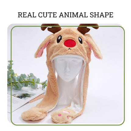 Christmas Plush Hat Pinch Air Bag Funny Ear Moves for Kids and Women Accessory