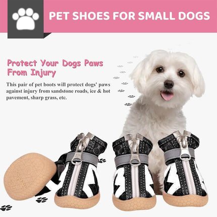 4PCS Breathable Soft Soled Dog Shoes for Small Dogs Four Seasons Pet Footwear