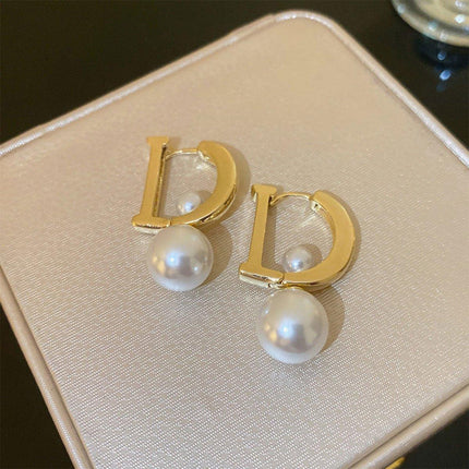 D Letter Design Earrings Stylish Double-Wear Ear Buckle Unique Fashion Jewelry