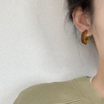 Vintage Amber C Shaped Earrings Retro Style Jewellery Women Girls Fashion