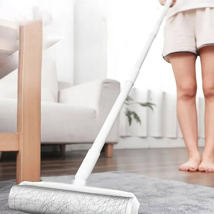 Dual Purpose Pet Hair Removal Roller Long Handle Sticky Lint Brush for Bed Floor