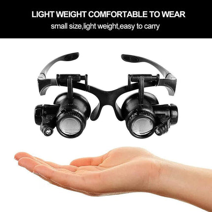 HD Plastic Magnifying Lens Double Glasses With Light For Jewelry Clock Repair