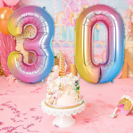 32 Inch Number Foil Balloons Party Decor Rainbow Gradient for Birthday or Events