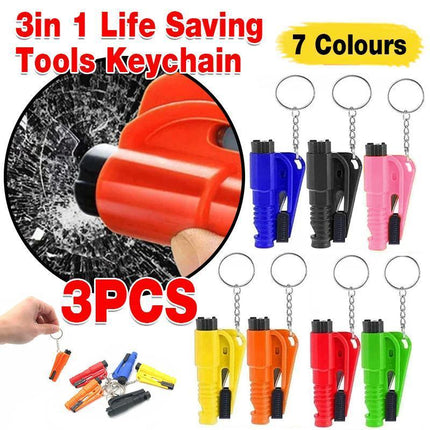 3PCS Car Window Glass Breaker Emergency Escape Safety Seat Belt Cutter Key Ring - Aimall