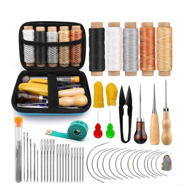 33Pcs DIY Leather Craft Hand Tools Kit Stitching Sewing Stamping Carve Work Set