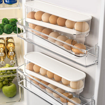 Household Slide Anti-drop Egg Box Refrigerator Door Automatic Rolling Egg Box